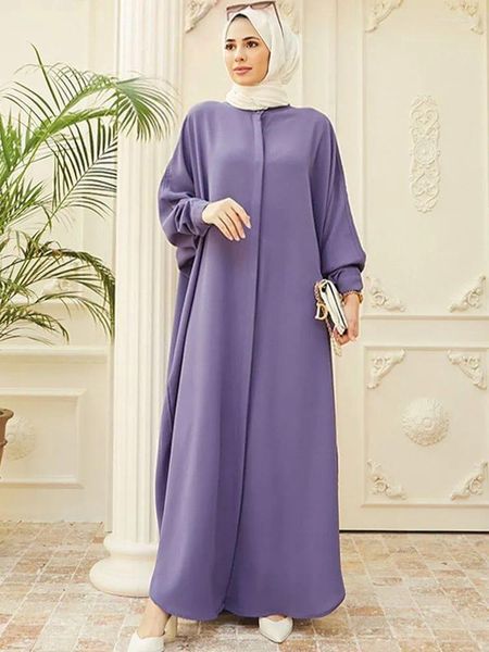 Vestidos casuais moda único breasted muçulmano syari abaya hajib feminino comprimento total cardigan flare manga islâmica wy1447