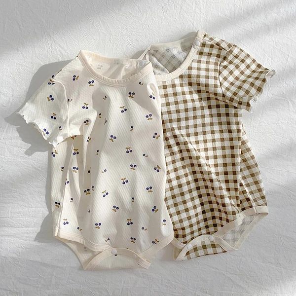 Комбинезоны для малышей, летний комбинезон с короткими рукавами для новорожденных, хлопковый комбинезон для скалолазания для мальчиков и девочек, комплект одежды для детей 0-2 лет, костюм
