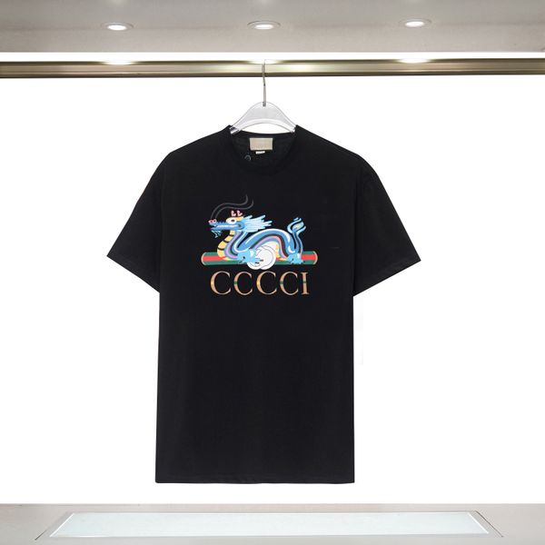 Herren-T-Shirt, Designer-T-Shirts, modisches Paar-Shirt, Herren-T-Shirts, Polos, chinesischer Drache-Druck, CCI-Buchstabe, lässig, kurzärmelig, schwarz-weiße männliche Kleidung, asiatische Größe S-2XL