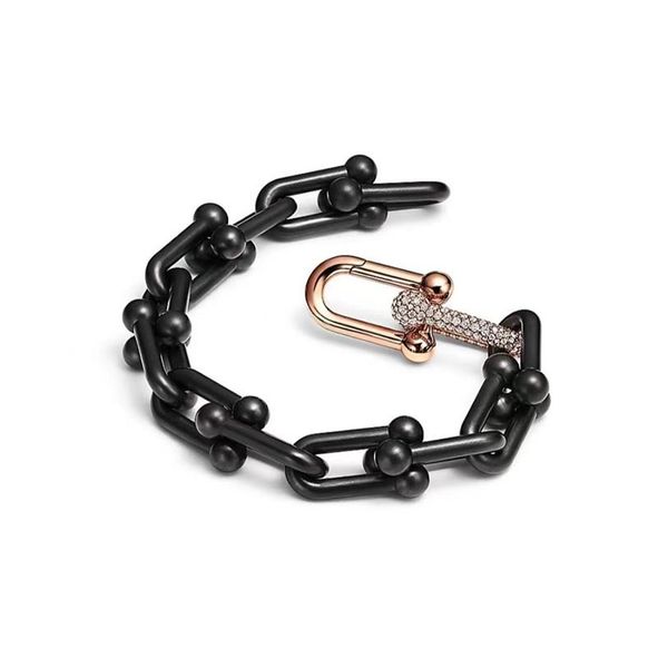 Corrente de ouro pulseira link cadeias de diamantes largos preto designer relógios mulheres homens casal designer de moda festa de casamento Thanks283s