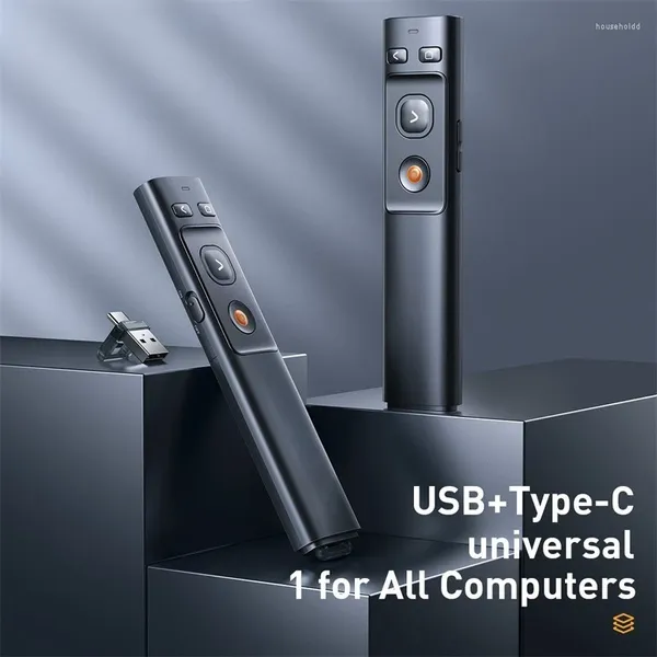 Uzaktan Kontrolörler Baseus AI Kablosuz Sunumcu PPT Power Noktası Sunum İşaretçisi 2.4GHz USB C Adaptör El Taşıyıcı Kırmızı Kalem