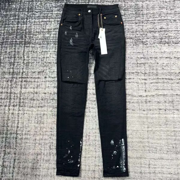 Moda nuovi jeans viola uomini taggano un designer maschile unisex strappato pantaloni skinny per dhgate lavati vecchi pantalones marca jeans viola