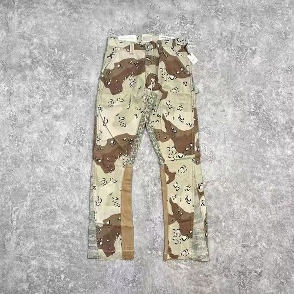 Tasarımcı Kargo Pantolon Çöl Camo Patchwork Alevler Tutumlar Sıkıntılı Yırtık Adam Galerileri Pantolon İnce Fit Motosiklet Bisikletçisi Erkekler İçin