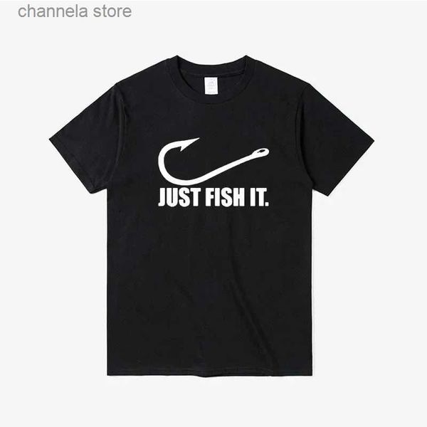 Мужские футболки Funny Love Fishing Спортивная футболка Женская Just Fish It Funny Tee с короткими рукавами Хип-хоп с круглым вырезом Хлопковая футболка Негабаритная мужская одежда T240202