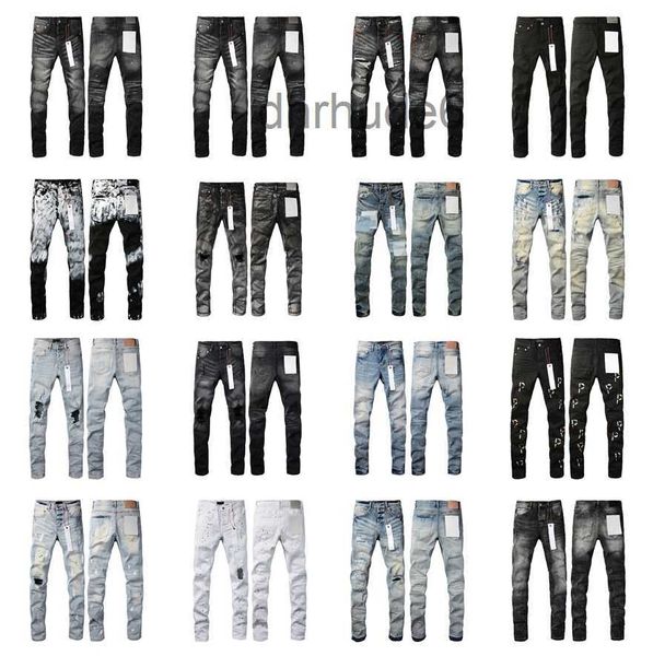 2024 Горячие фиолетовые джинсы Дизайнерские мужские джинсы Ksubi Ripped High Street Bra Nd Patch Hole Denim Straight Fashion Streetwear Silm 2D76