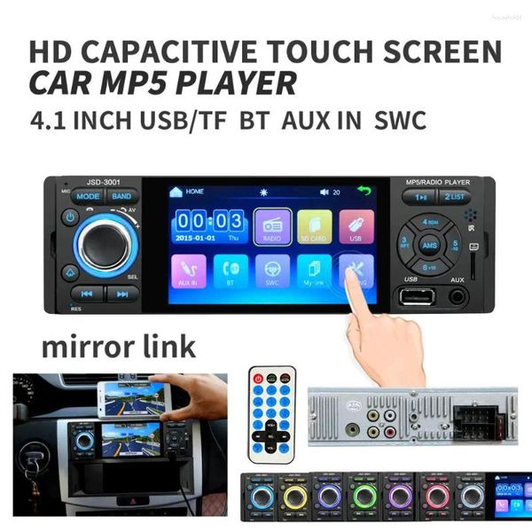 Araba Radyosu 1din JSD-3001 Autoradio 4 inç dokunmatik ekran ses aynası bağlantısı stereo bluetooth arka görünüm kamera usb aux oynatıcı