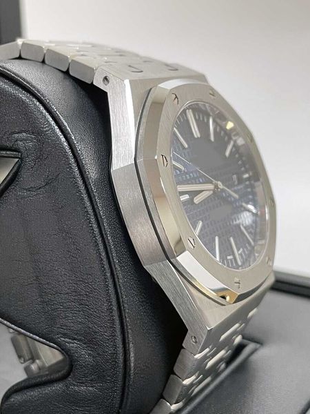 Relógio de pulso masculino luxuoso, mecânico japonês, automático, nova pulseira de aço inoxidável, safira, à prova d'água, 41mm, 15400st, azul