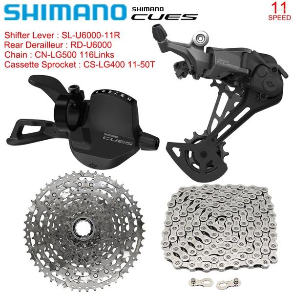 Deragliatori bici SHIMANO CUES U6000 1X11 Gruppo velocità per MTB Deragliatore posteriore LG500 Catena LG400 11-50T Kit cassette Parti originali