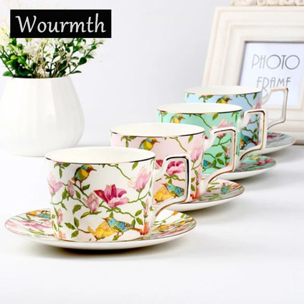 Wourmth 270 m lSinple Fashion Keramik-Kaffeetassen-Set, europäisches großes Fassungsvermögen, elegante rote Qualitäts-Teetasse aus Knochenporzellan, Scheibe 240130