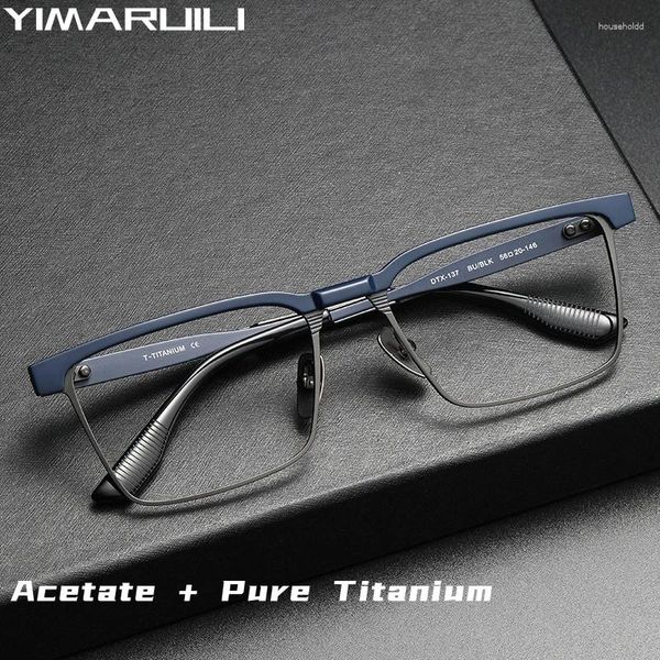 Óculos de sol quadros yimaruili negócios moda retro quadrado luxo óculos miopia acetato puro titânio prescrição óptica quadro