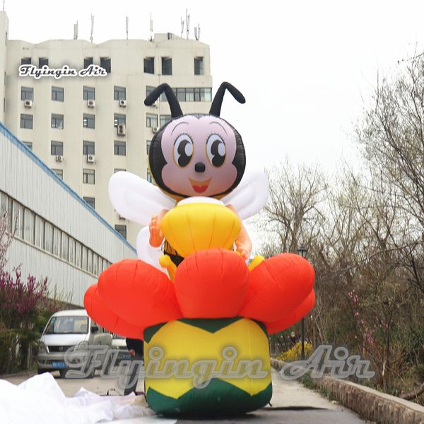 Balão de publicidade personalizado por atacado abelha inflável gigante bonito 4m altura explodir abelha bonito para decoração de eventos