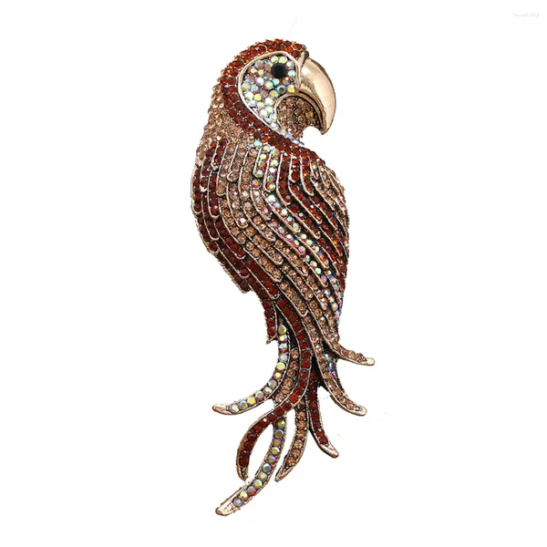 Broches Morkopela Colorido Strass Broche de Papagaio para Mulheres Vintage Esmalte Pássaro Pin Jóias Acessórios de Roupas