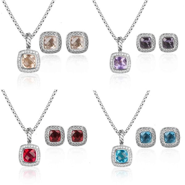 DY 18-каратное позолоченное гранатовое ожерелье, комплекты ювелирных изделий, роскошные дизайнерские ювелирные изделия с бриллиантами, модные серьги-гвоздики для женщин, подарок на свадьбу