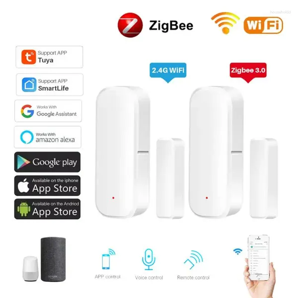 Smart Home, Casa Intelligente Controllo WiFi Zigbee Porta Sensore Winidow Tuya Life APP Rilevatore Aperto/Chiuso Lavoro Magnetico Con Google Alexa