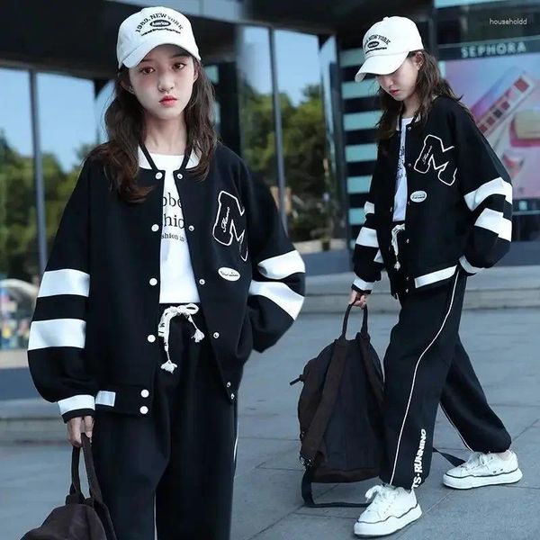 Conjuntos de roupas 2024 outono crianças agasalho adolescente crianças roupas menina uniforme ternos jaquetas esportivas calças meninas outfit coreano jk loungewear