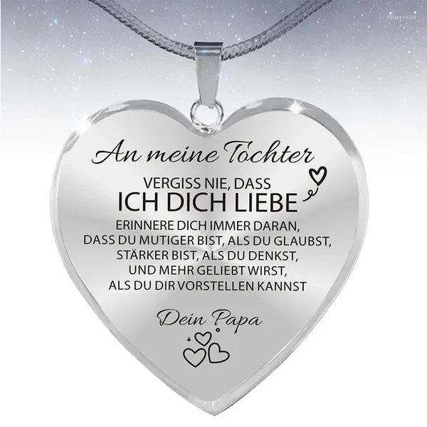 Anhänger Halsketten An Meine Tochter Ich Liebe Dich Halskette Gold Silber Farbe Liebesherz Deutsche inspirierende Geburtstagsgeschenke