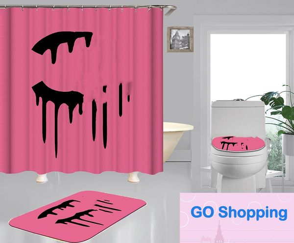 Simples carta personalizada hd impressão digital à prova de mofo cortina de chuveiro de banheiro de poliéster à prova d'água