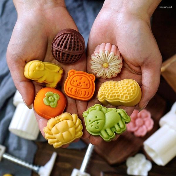 Инструменты для выпечки, 25 г, пластиковая форма для штампа Mooncake, форма тигра/ореха/лошади