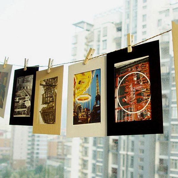 Quadros 10 pcs 3 polegadas DIY quadro de papel com clipes e corda pendurado álbum de fotos po fotos parede decoração de casa