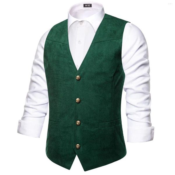 Coletes masculinos retro camurça tecido clássico colete verde casual ajuste casamento designer de negócios vermelho preto marrom prateado bege hi-tie