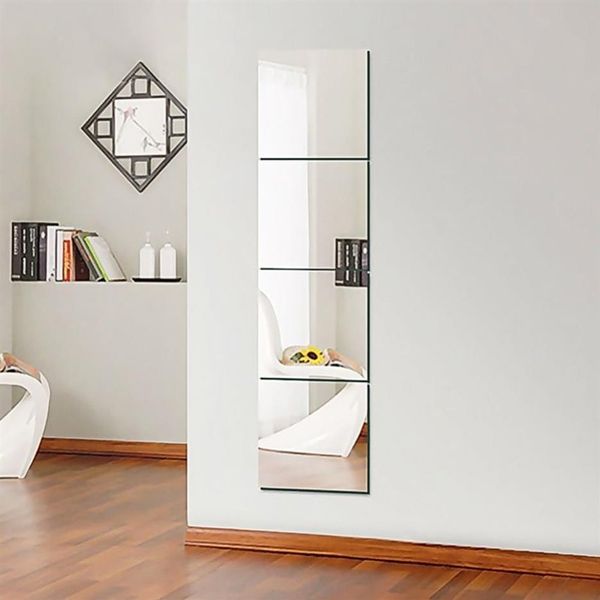 4 Stück dekorative selbstklebende 3D-Fliesen-Wandmosaik-Spiegeleffekt-Raum-Quadrat-DIY-Heimdekor-Aufkleber 30 x 30 cm Y200103231m