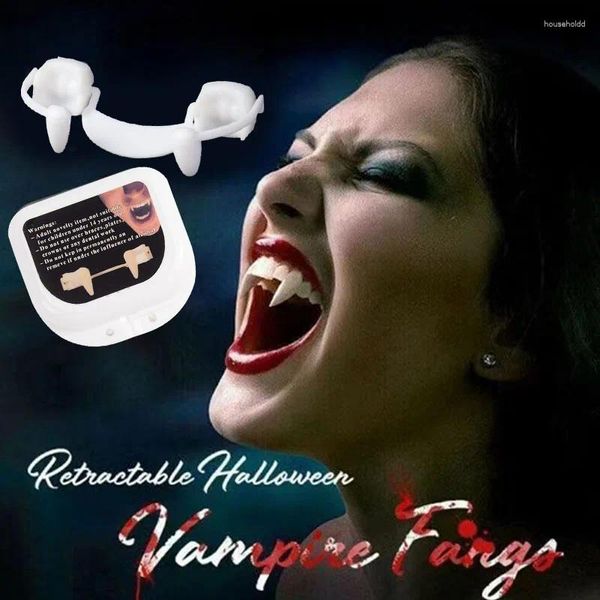 Decoração de festa Halloween dentes de vampiro retráteis presas masquerade horror zumbi para monstro lobisomem cosplay traje adereços