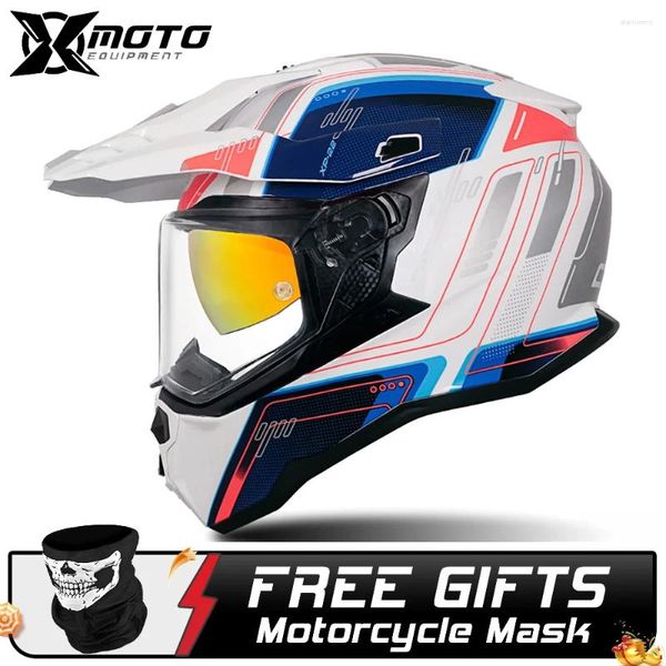 Capacetes de motocicleta Capacete de segurança Downhill Flip Up Profissional Motocross Racing Full Face Casco Moto Respirável Binocular S-3XL