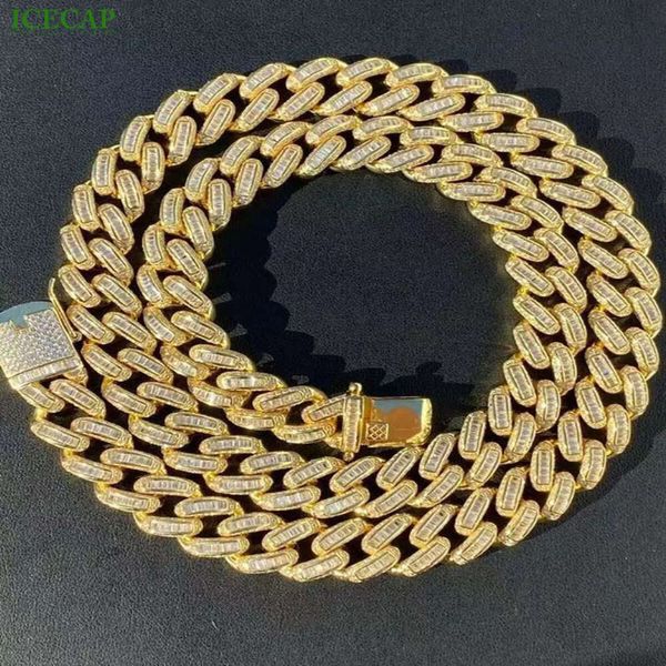 2024 Custom Glitzer Silber Moissanit Diamant Lange Kette Schmuck Gold Halskette Iced Out Kubanische Gliederkette für Männer und Frauen