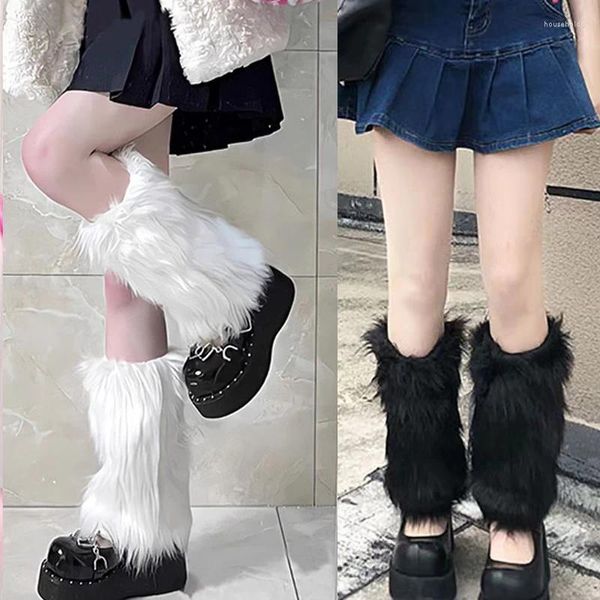 Женские носки в готическом стиле для девочек, Harajuku, зимние меховые теплые гетры в стиле Харадзюку, чулки Y2K, Лолита, теплые ботинки для косплея в стиле панк, осенние леггинсы