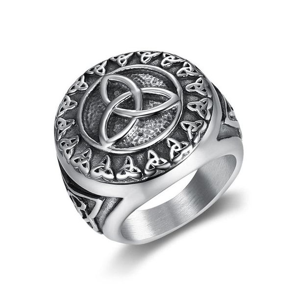 Solitärring Edelstahl Antik Retro Sier Relius Irischer Ring Juwel Herren Hip Hop Punk Gothic Biker Keltischer Knoten Tropfen Delive Dhlgw