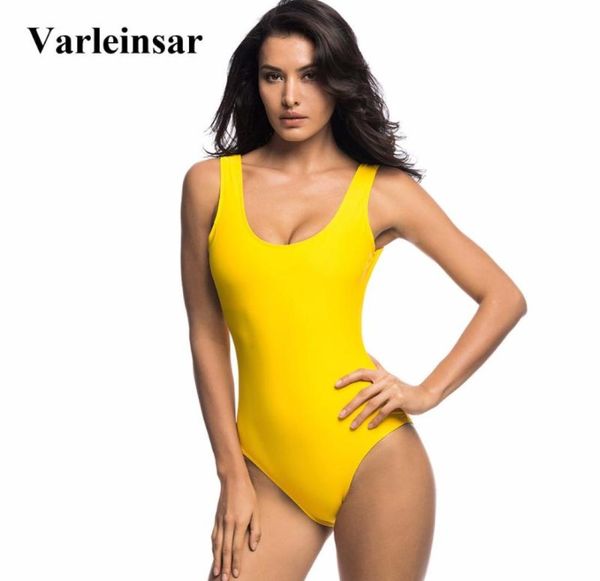 Купальщица, новинка 2021 года, желтый женский купальник, цельный купальник, монокини с открытой спиной, женский купальный костюм, одежда для плавания V128Y3587964
