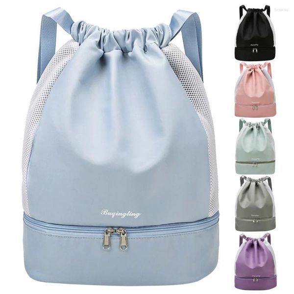 Einkaufstaschen Kordelzug Basketballtasche mit Netztaschen Sport String Rucksack verstellbarer Riemen für Fitness Yoga Übung