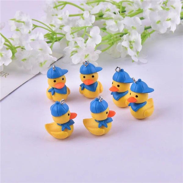 Charms 10 Stück Mode Ente mit Kappe Kunststoff Anhänger für DIY Schmuckherstellung Handwerk 26 mm hoch