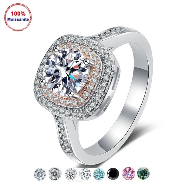 Пройден тест на бриллианты, 1 карат, цвет D, кольцо из стерлингового серебра 925 пробы, женские свадебные украшения, обручальные кольца 240201