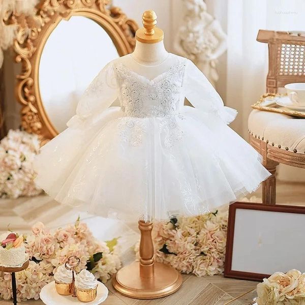 Mädchen Kleider Baby Hochzeit Abend für Mädchen 1-6 Jahre Pailletten Geburtstag Party Weihnachten Taufe Kinder süße Prinzessin Kleid mit großer Schleife