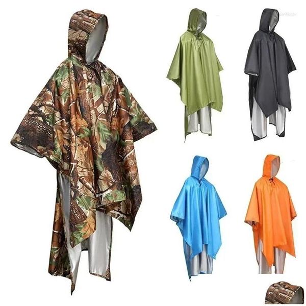 Tendas e abrigos Caminhadas 3 Poncho Er Hood Cam Outdoor Backpack Mat 1 Casaco Ciclismo À Prova D 'Água em Capa de Chuva Tenda Drop Delivery Sports Ou Otxub