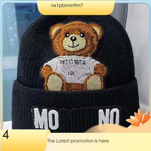 Moschino Beanie Damen Winter Niedlicher kleiner Bär Wollmütze Herren Koreanische Mode Moschino Mütze Buchstabe Mochino Beanie 361 630