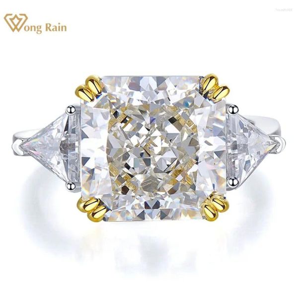 Anelli a grappolo Wong Rain Argento sterling 925 10 MM G Colore creato Moissanite Pietra preziosa Anello di fidanzamento per le donne Gioielleria raffinata