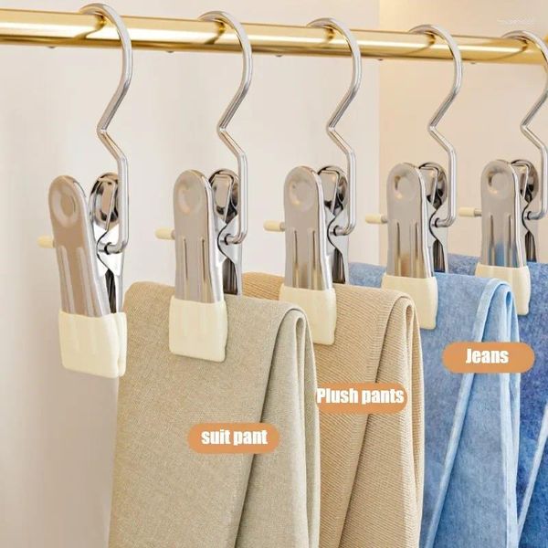 Cabides 10 pçs calças cabide clipes de roupas de metal ajustável prendedores de roupa estacas organizador de armazenamento de guarda-roupa