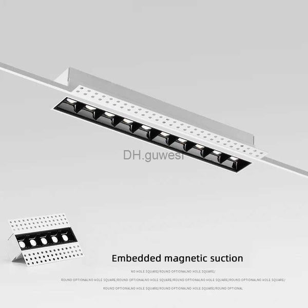 Schienenleuchten LED-Downlight-Linienlichtleiste Kreative lineare randlose Magnetlampe Deckeneinbauleuchten Streifen Wohnzimmer-Korridorlicht YQ240124