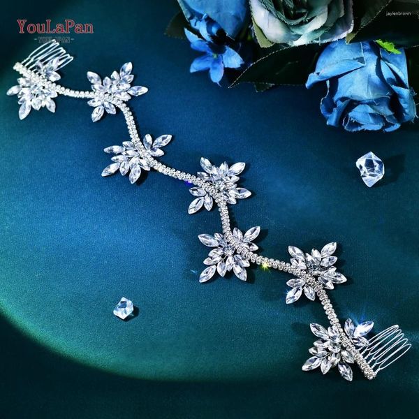 Cabeças de cabeça Youlapan Acessórios para a testa de noiva de casamento Rhinestone Shining Women Hair Comb Moda de luxo HP618