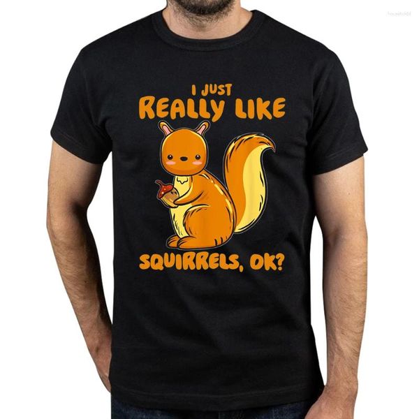 Erkek Tişörtleri Gerçekten Squirrels'i Seviyorum Tamam Pet Sahibi Sevgilisi Kurtarma T-Shirt Pamuk Üstleri Tees Erkekler İçin Tees Rahat Gömlek Boş Zaman Varış