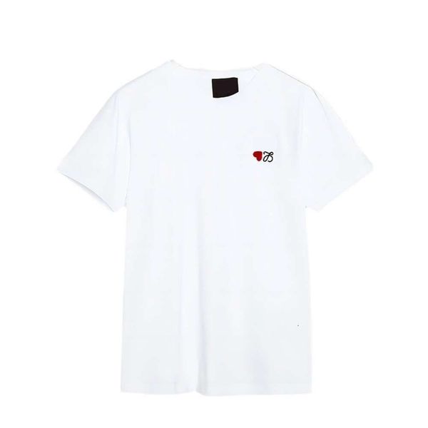 Loewee designer camiseta masculina de alta qualidade solta e confortável camisetas ano novo camiseta estilo limitado vermelho pequeno coração estilo unissex