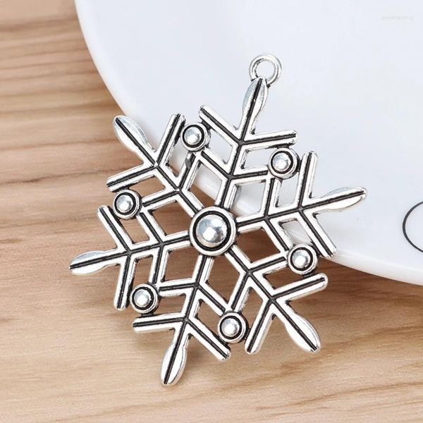 Anhänger-Halsketten, 5 Stück, tibetisch-silberfarben, große Weihnachts-Schneeflocken-Charms-Anhänger für DIY-Halskette, Schmuckherstellung