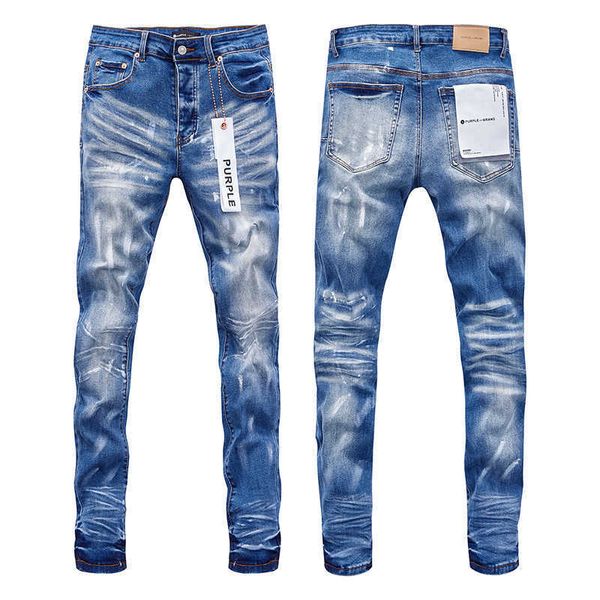 Herrenjeans Purple Brand-Jeans Amerikanische trendige Hip-Hop-Jeans mit geradem Bein und Cat-Whisker-Effekt