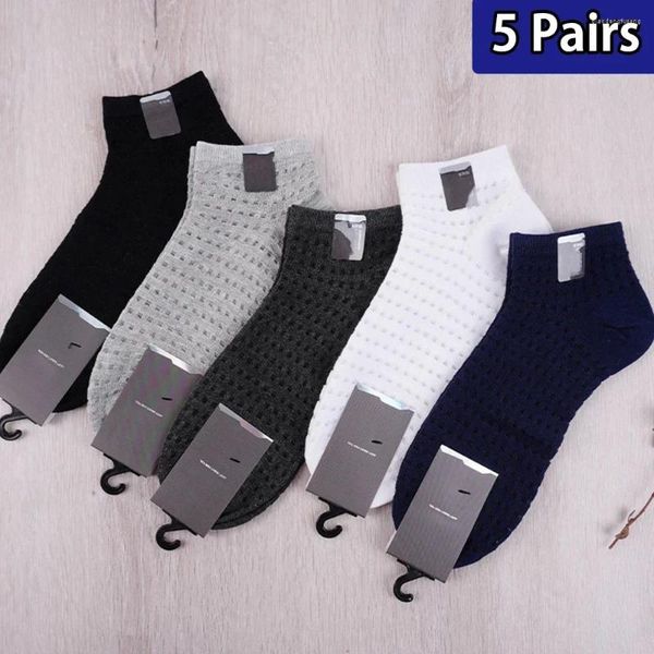 Herrensocken, 5 Paar, Herren, aushöhlen, Mesh, Baumwolle, einfarbig, atmungsaktiv, Knöchel, kurz, schweißabsorbierend, vielseitig, Sportsocke, schnell senden