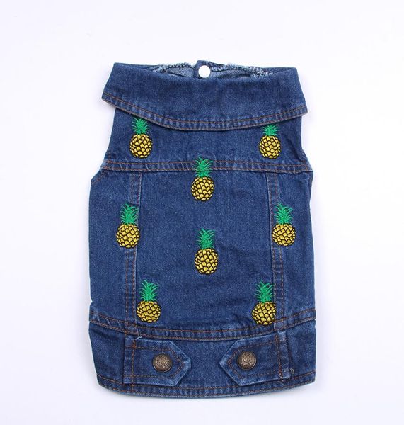 Giacca di jeans per cani e gatti, ananas, cappotto di jeans blu, gilet per cuccioli, abbigliamento, 6 taglie2011863