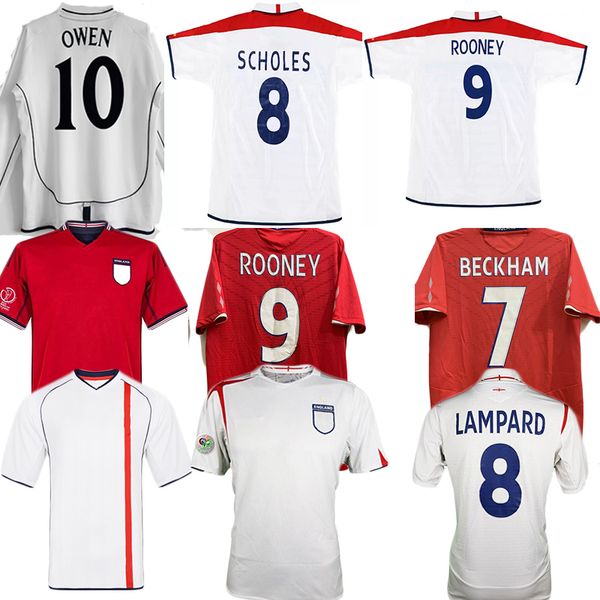 2000 02 04 06 08 Retro Soccer Jersey National Team Gerrard Shearer Lampard Rooney 2010 2012 Inglaterra Owen Terry Camisas Clássicas