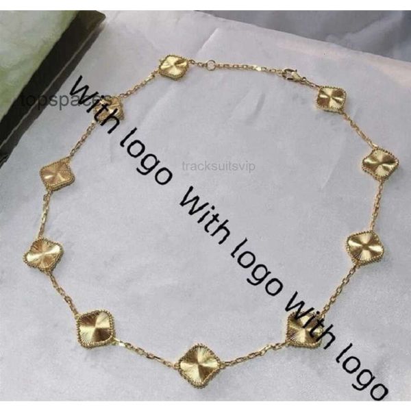 Van 10 Blumen Van Clover Halskette Cleef Blumen Halsketten Hochwertiger Luxus 10 Blumen Kleeblatt Anhänger 100 Silber Halsband Glück Zehn Motive Modeboutique Designer nec