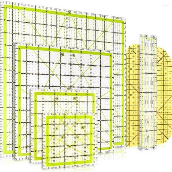 Portachiavi 6 pezzi righello per quilting quadrato tessuto acrilico taglio pennarello trasparente stiratura280J